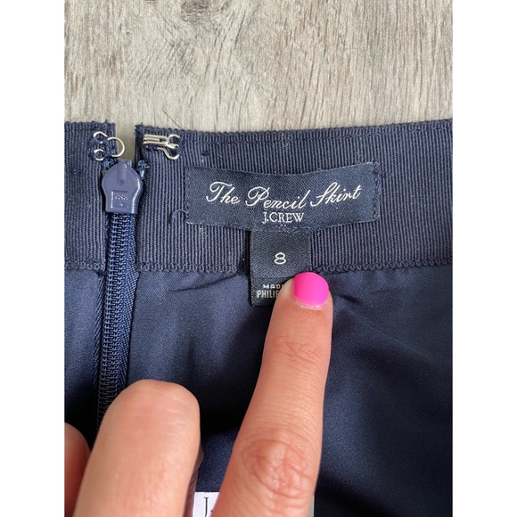 NWT J. Crew Factory Plaid Pencil Skirt Blue and White Size 8 - Picture 2 of 5